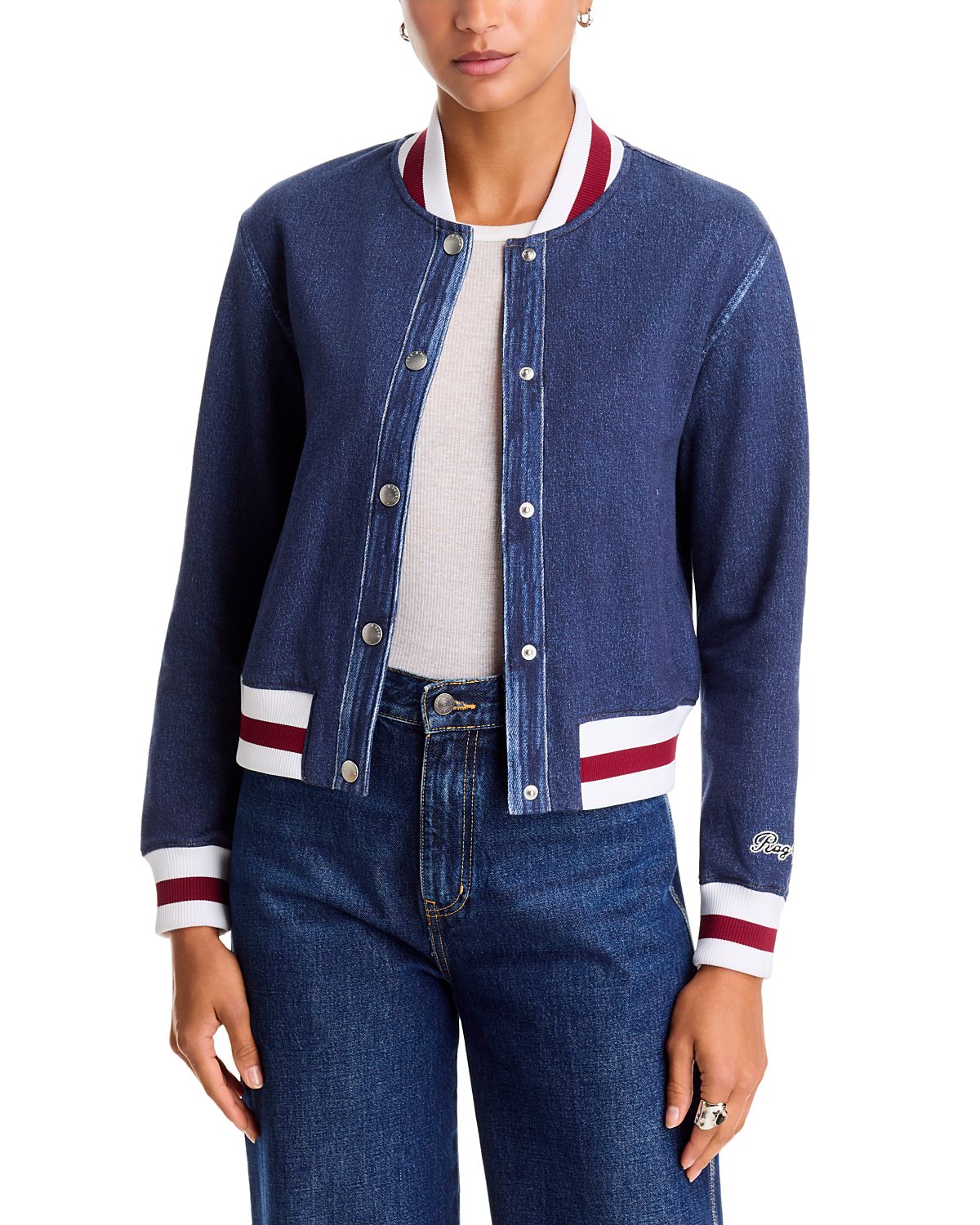 rag & bone Rb Miramar Cotton Terry Collegiate Bomber Jacket