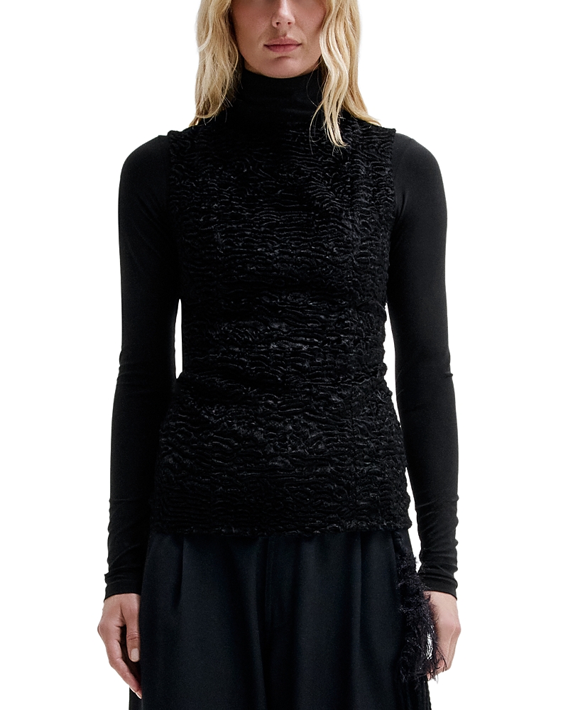 Darkpark Faux Fur Mixed Media Top