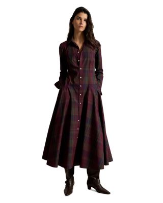 Plaid Paneled Shirt Dress