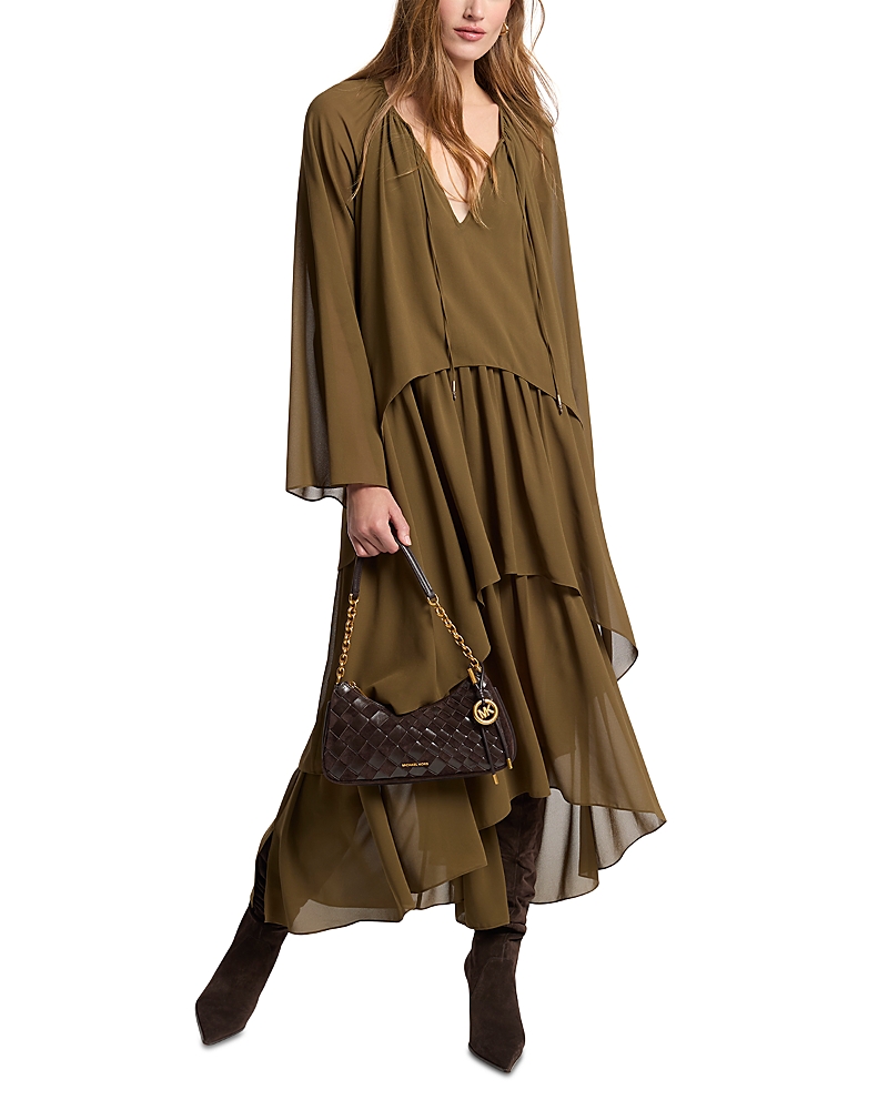 Michael Kors Long Sleeve High Low Maxi Dress