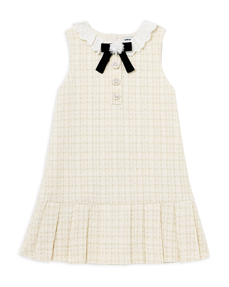Self-Portrait Girls' Boucle Bow Dress - Little Kid, Big Kid