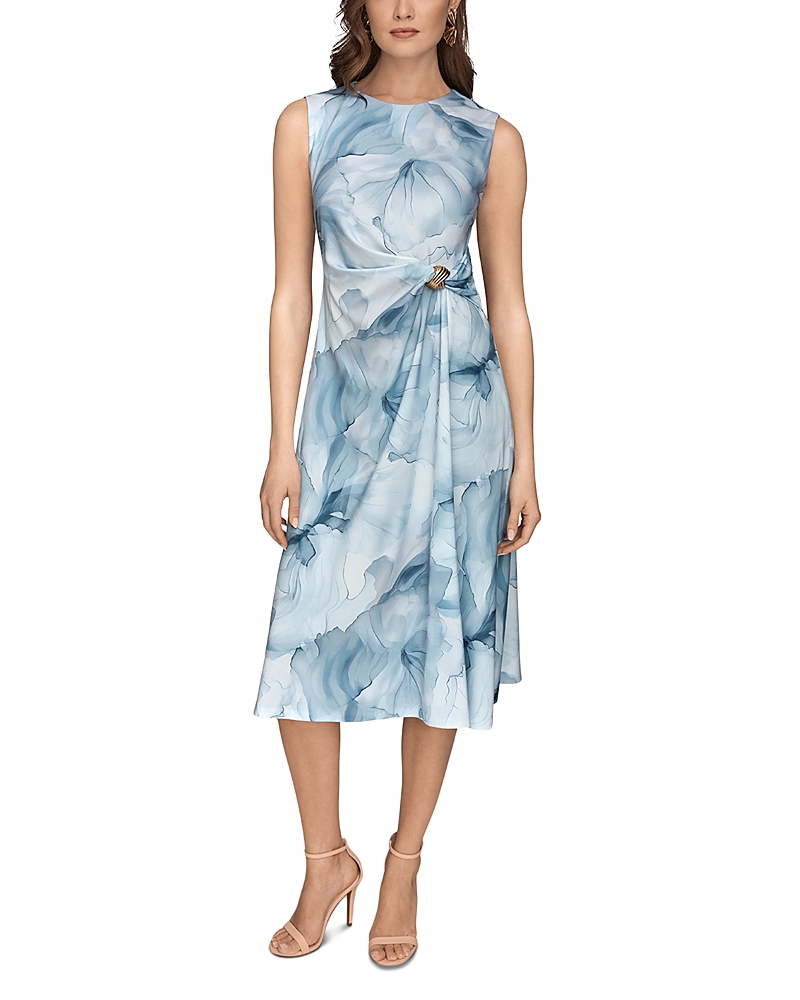 Donna Karan New York Printed Side Drape Midi Dress