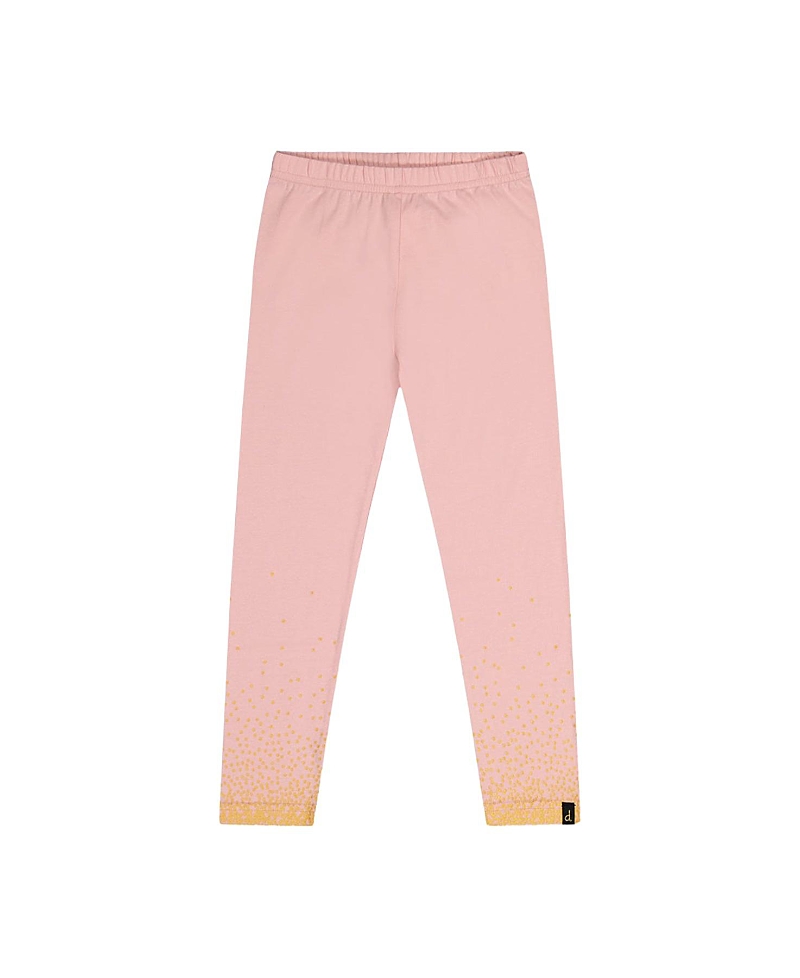 Deux par Deux Girls' Organic Cotton Glitter Hem Elastic Waist Leggings - Little Kid
