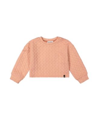 Girls' Quilted Diamond Shoulder Button Jacquard Sweatshirt - Little Kid