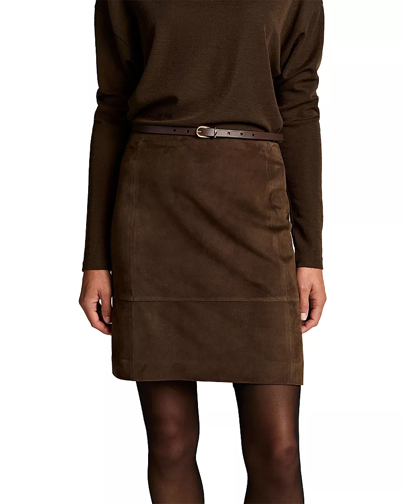 Vince High Waist Suede Skirt