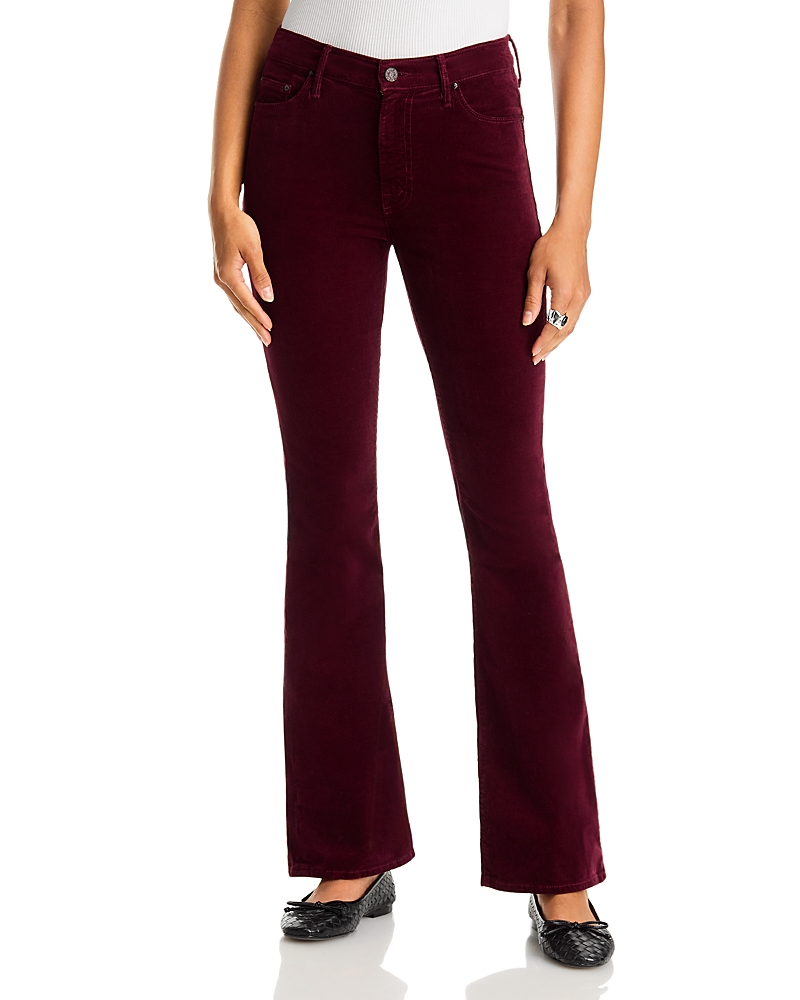 Mother The Weekender Corduroy Mid Rise Flare Jeans in Port Royal