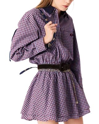 Ritilona Cotton Check Rhinestone Dress