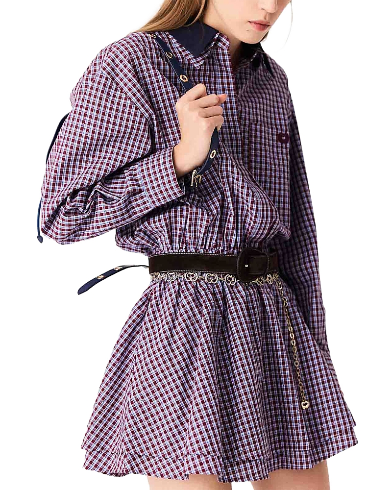 Maje Ritilona Cotton Check Rhinestone Dress