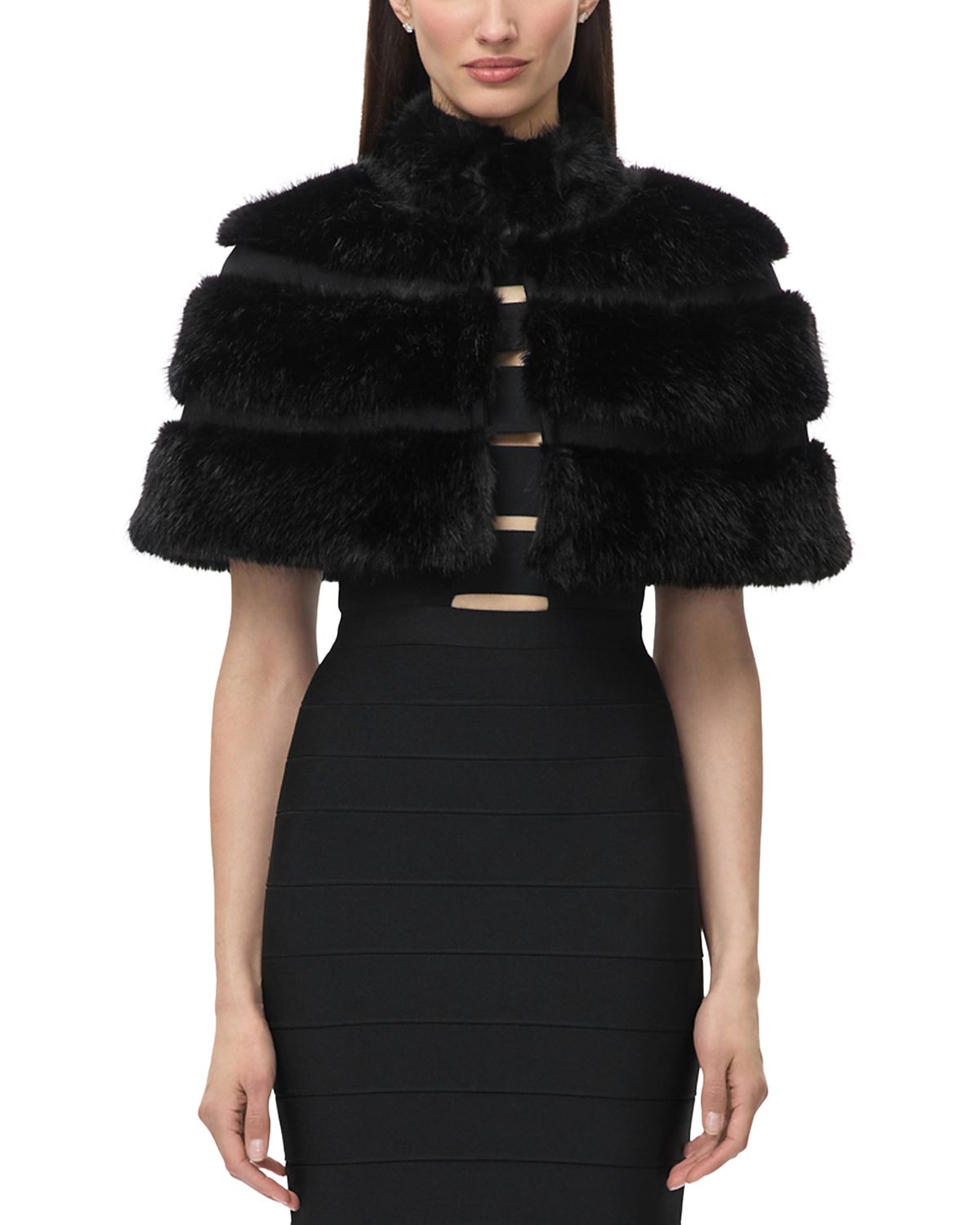 Herve Leger The Victoria Faux Fur Cape