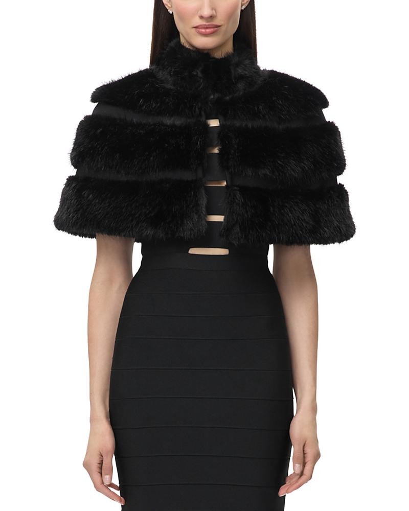 Herve Leger The Victoria Faux Fur Cape In Black