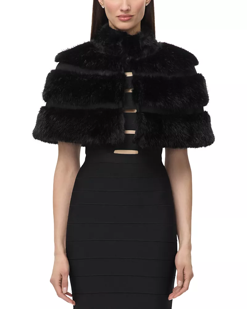 Herve Leger The Victoria Faux Fur Cape