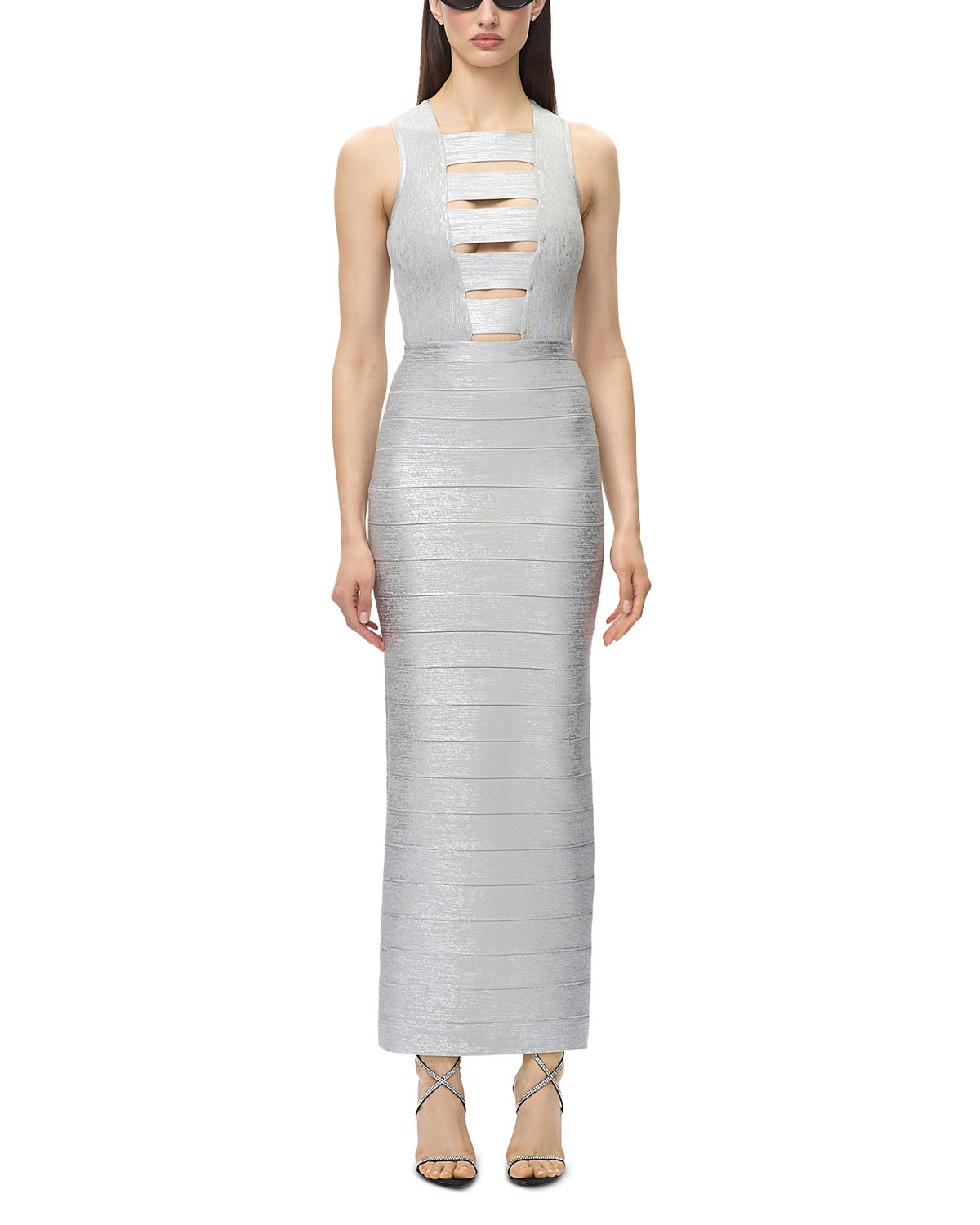 Herve Leger The Metallic Bailey Cutout Gown
