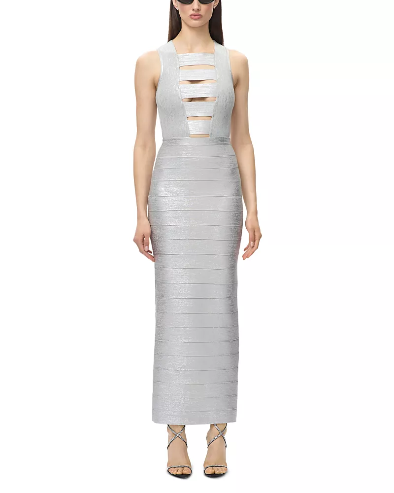 Herve Leger The Metallic Bailey Cutout Gown