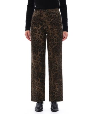  Leopard Print High Rise Relaxed Straight Denim Jeans in Coffee