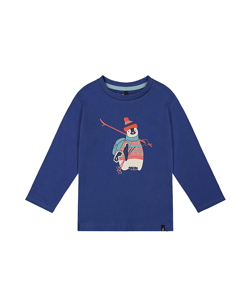 Deux par Deux Boys' Organic Cotton Crew Neck Penguin Graphic Long Sleeve T-Shirt - Little Kid