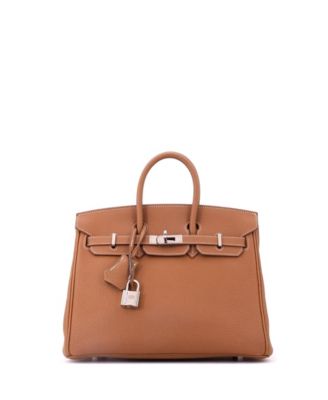 Birkin 25 Handbag Brown Togo with Palladium Hardware