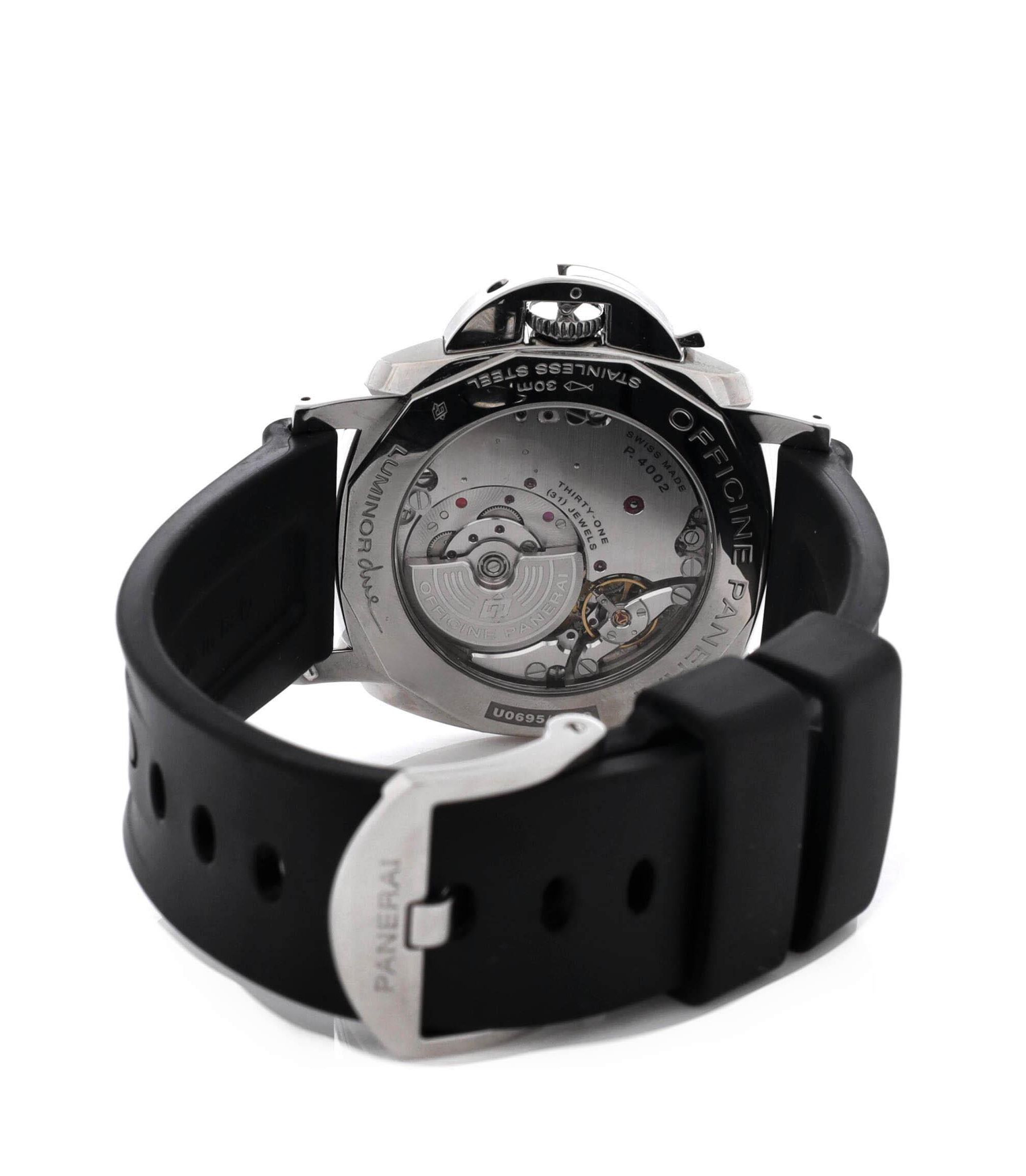 Luminor 3 Days GMT Power Reserve Automatic Watch in Stainless Steel and Rubber 44mm — Image 4