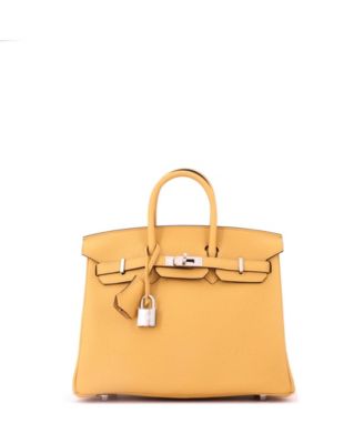 Birkin 25 Handbag Yellow Togo with Palladium Hardware