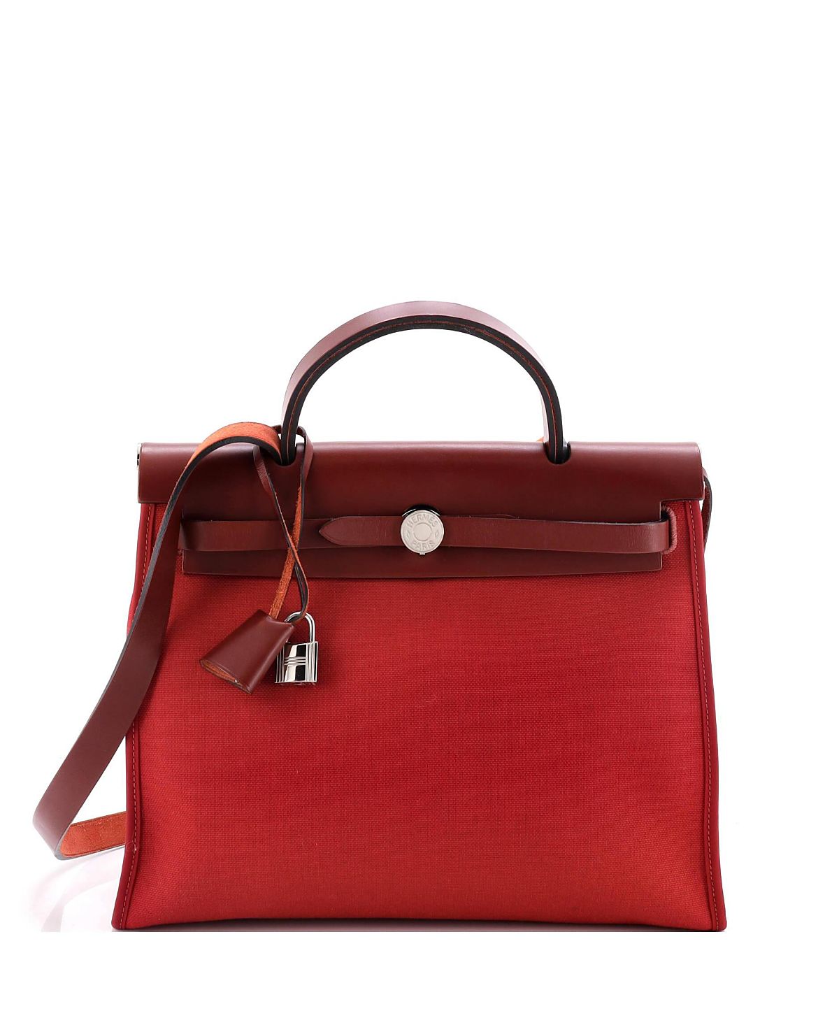 Pre-Owned HERMES 31 Herbag Zip Leather and Toile