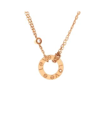  2 Diamonds Love Pendant Necklace 18K Rose Gold and Diamonds, 16.75"