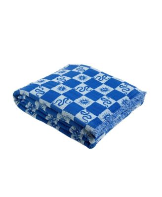  Costa Geometric Jacquard Fringed Oversiezed King Blanket, 102" x 94"