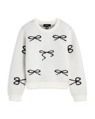 Girls' Bow Print Crewneck Sweater, Big Kid - Exclusive