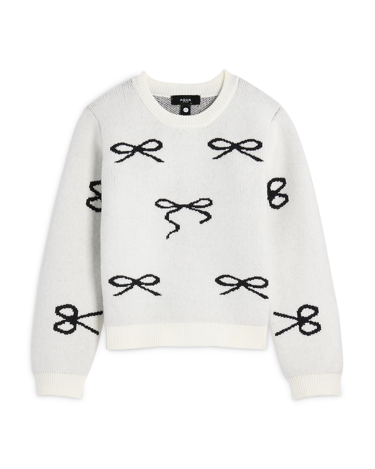Aqua Girls' Bow Print Crewneck Sweater, Big Kid - Exclusive