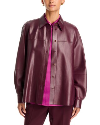 Leather Oversized Cropped Shirt 