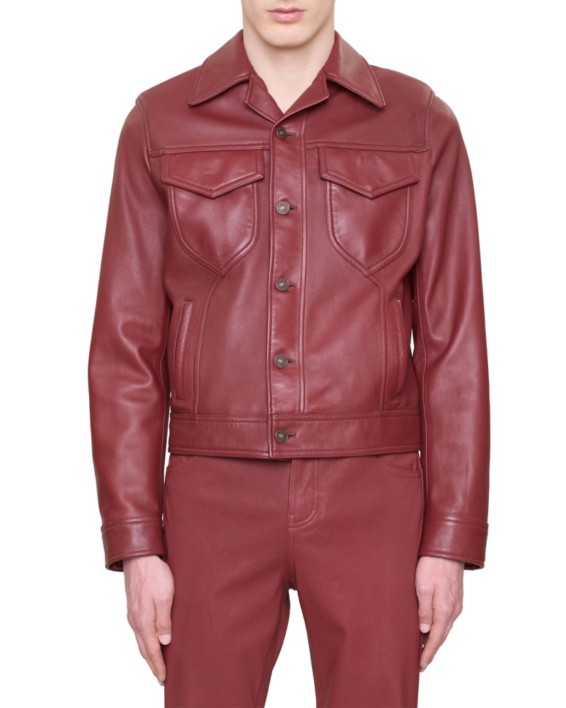 Amiri Vintage Cut Leather Jacket in Brick