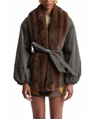 Faux Fur Trim Coat