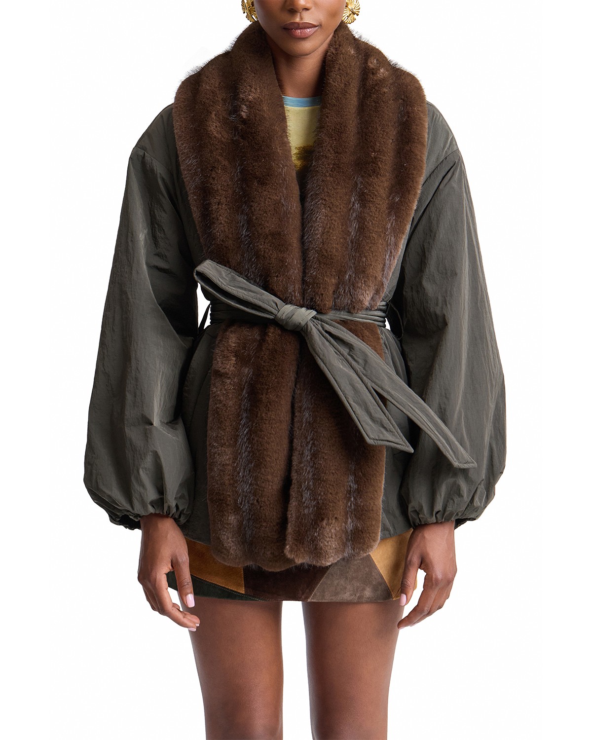 Faux Fur Trim Coat