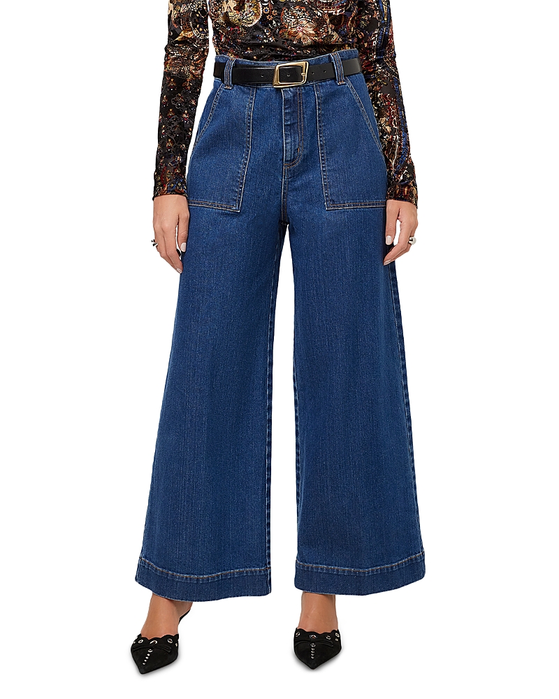 Fifteen Twenty Ryder Cotton Blend High Rise Wide Jeans in Denim