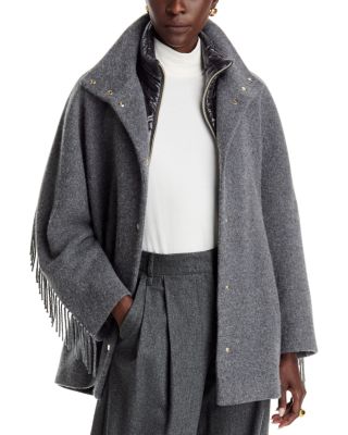Fringed Alpaca Blend Coat