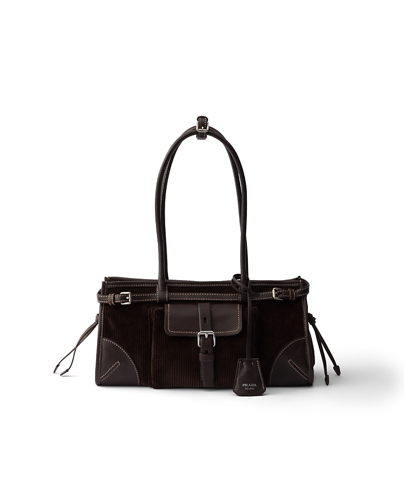Prada Bonnie Medium Corduroy and Leather Handbag