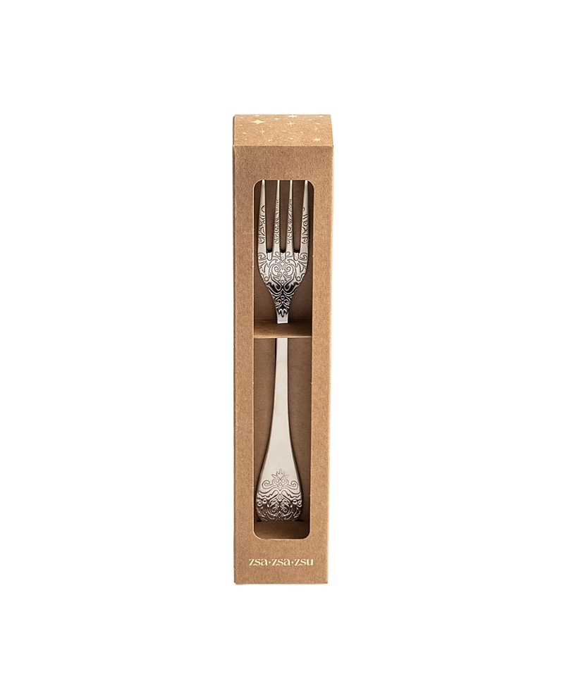 Zsa Zsa Zsu Dume Patterned Steel Dinner Fork, Set of 4, 1.18'' x 9.06'' x 0.12''