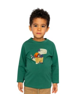 Boys' Organic Cotton Dino Appliqu&eacute; Crew Neck Long Sleeve T-Shirt - Baby