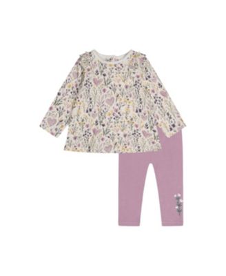  Girls' Organic Cotton Heart Ruffle Pants and Top Set - Baby