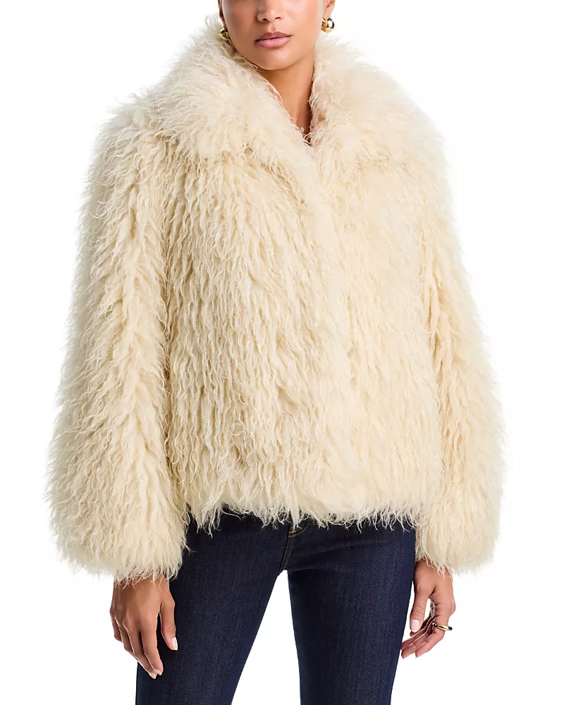Cinq a Sept Geraldine Faux Curly Fur Coat