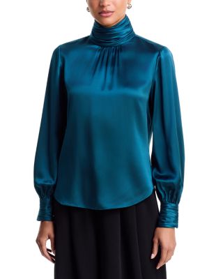 Jayla Silk Mock Neck Blouse