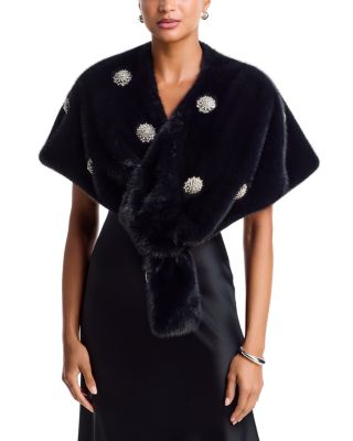 Cinq a Sept Rhinestone Dahlia Gianella Faux Fur Stole