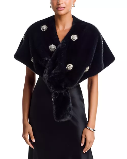 Rhinestone Dahlia Gianella Faux Fur Stole