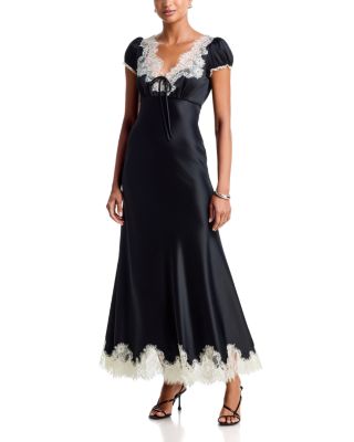 Sienne Lace Trim Satin Maxi Dress