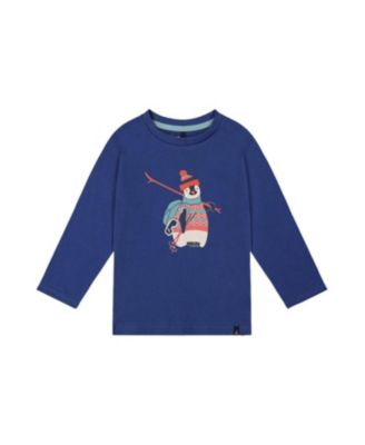 Boys' Organic Cotton Crew Neck Penguin Graphic Long Sleeve T-Shirt - Baby