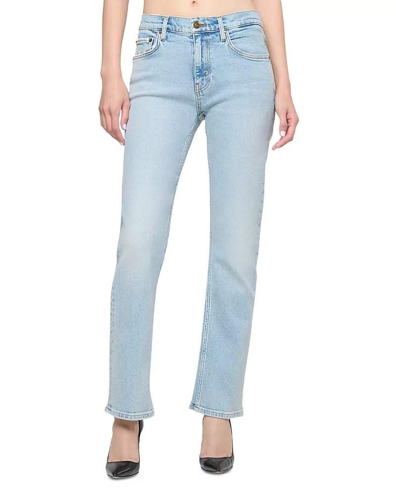 Re/Done Blondie Mid Rise Straight Jeans in Love Letter Blue
