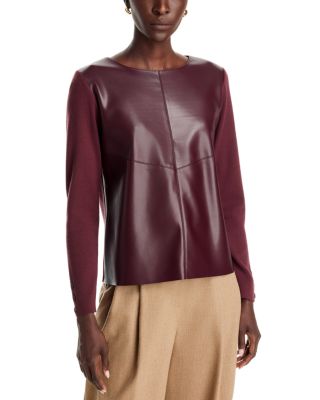 Faux Leather Front Knit Sweater