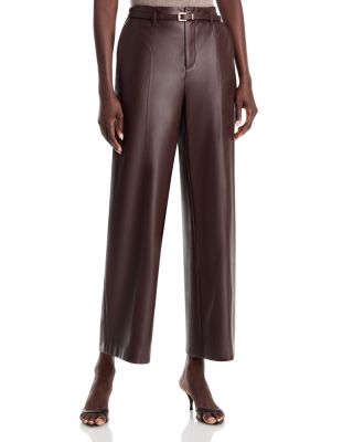 Belted Faux Leather Pants
