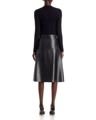 Mock Neck Mixed Media Studded Dress - thumbnail 4