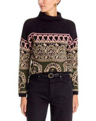 Funnel Neck Jacquard Sweater