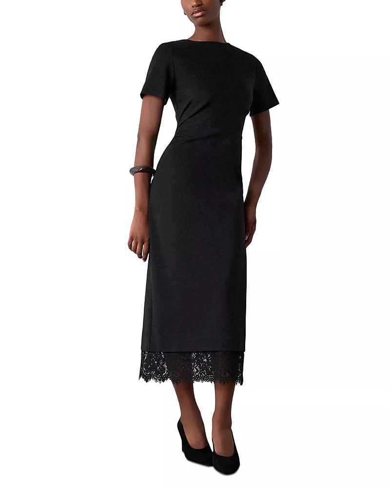 Whistles Ponte Detachable Lace Hem Dress