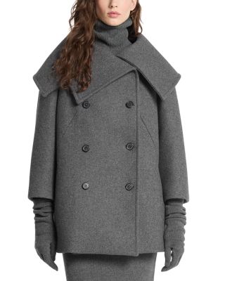 Portrait Collar Wool Peacoat